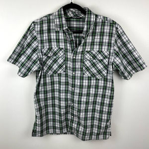 The North Face Medium Short Sleeve Green Black Plaid Casual Button Down Shirt